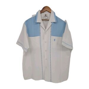 Iolani Executive Vintage Shirt Mens Button Down Blue White XL Collar Hawaii Oahu